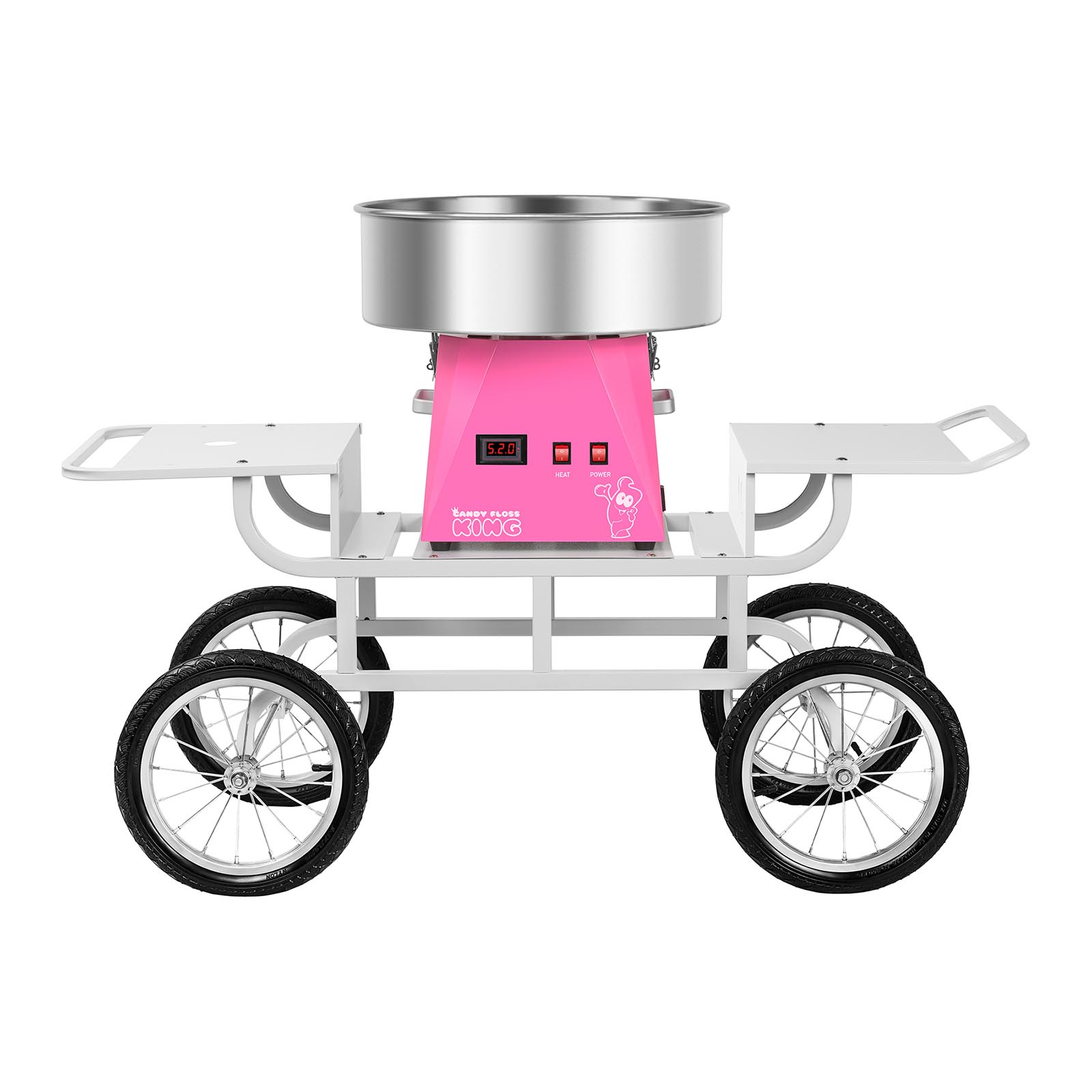 Zuckerwattemaschine Set mit Unterwagen - 52 cm - pink/weiß