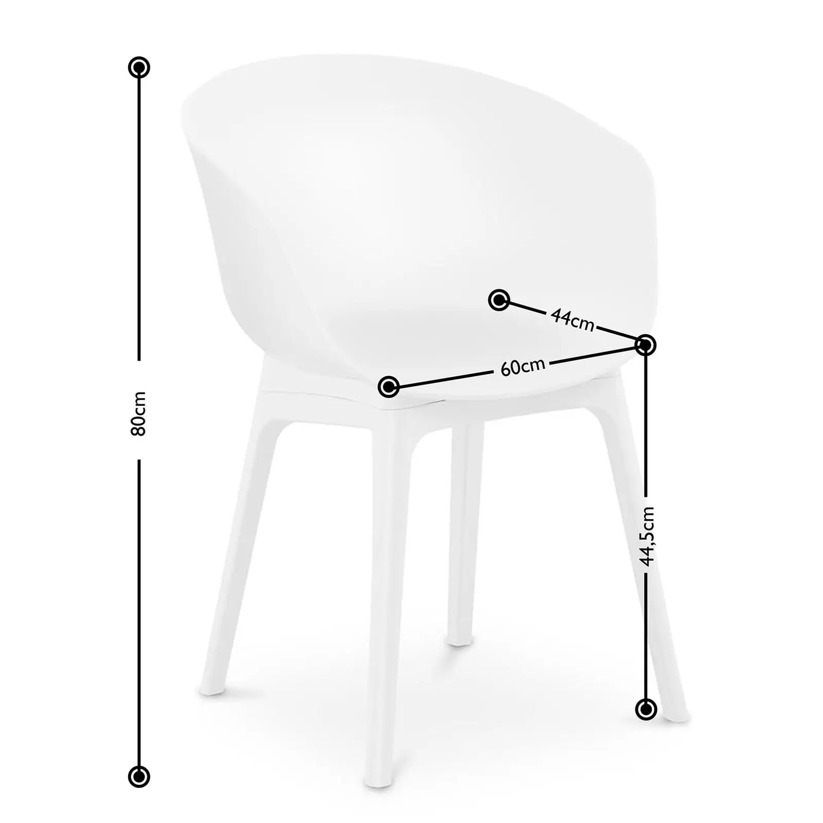 Stuhl - 2er Set - bis 150 kg - Sitzfläche 60 x 44 cm - weiß