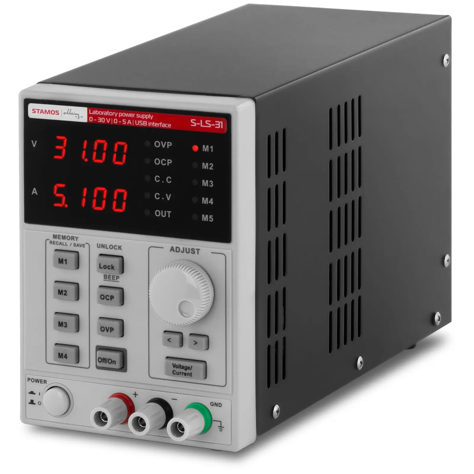 Labornetzgerät - 0-30 V - 0-5 A DC - 250 W - USB - 4 Speicherplätze