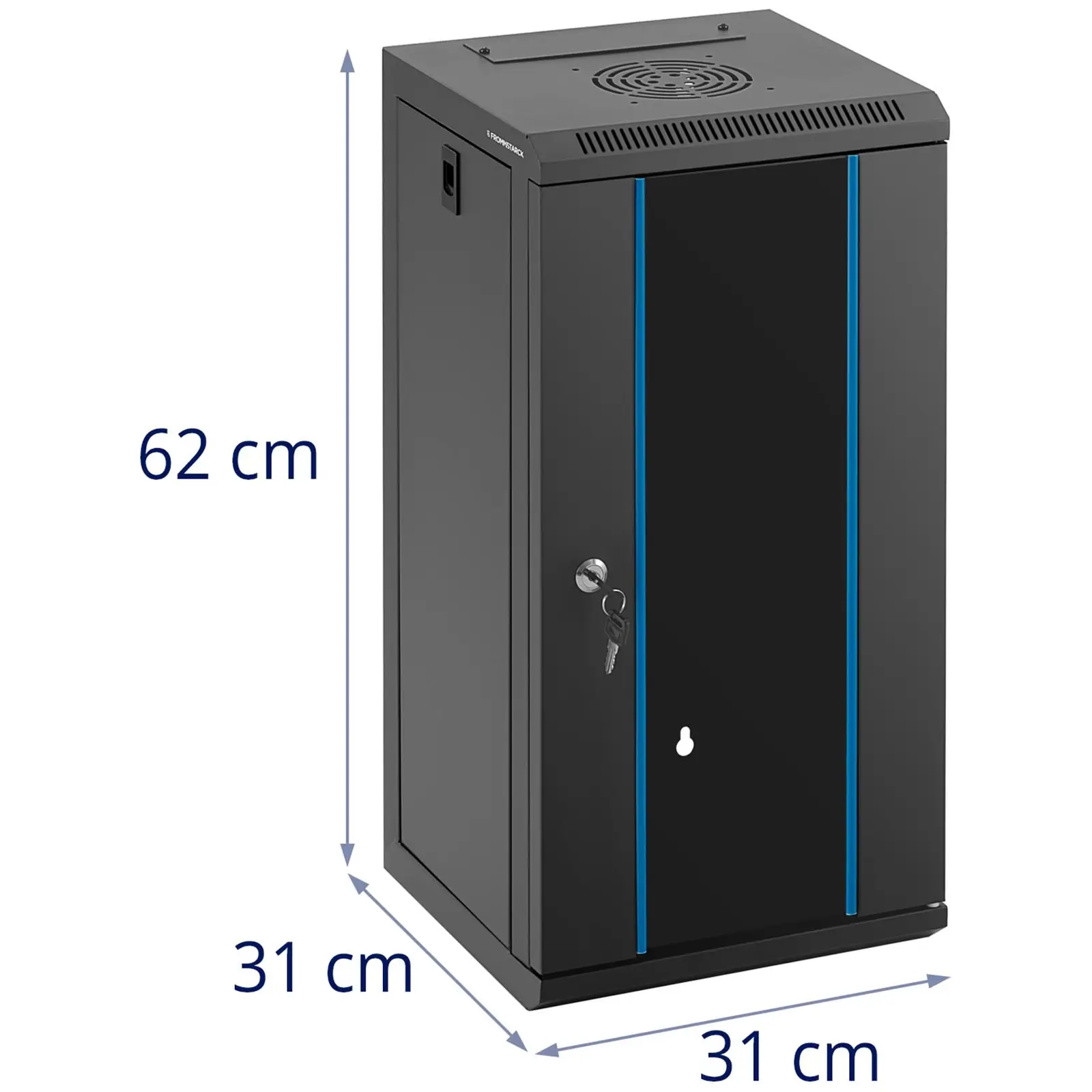 Serverschrank - 10 Zoll - 12 HE - abschließbar - bis 60 kg - Black