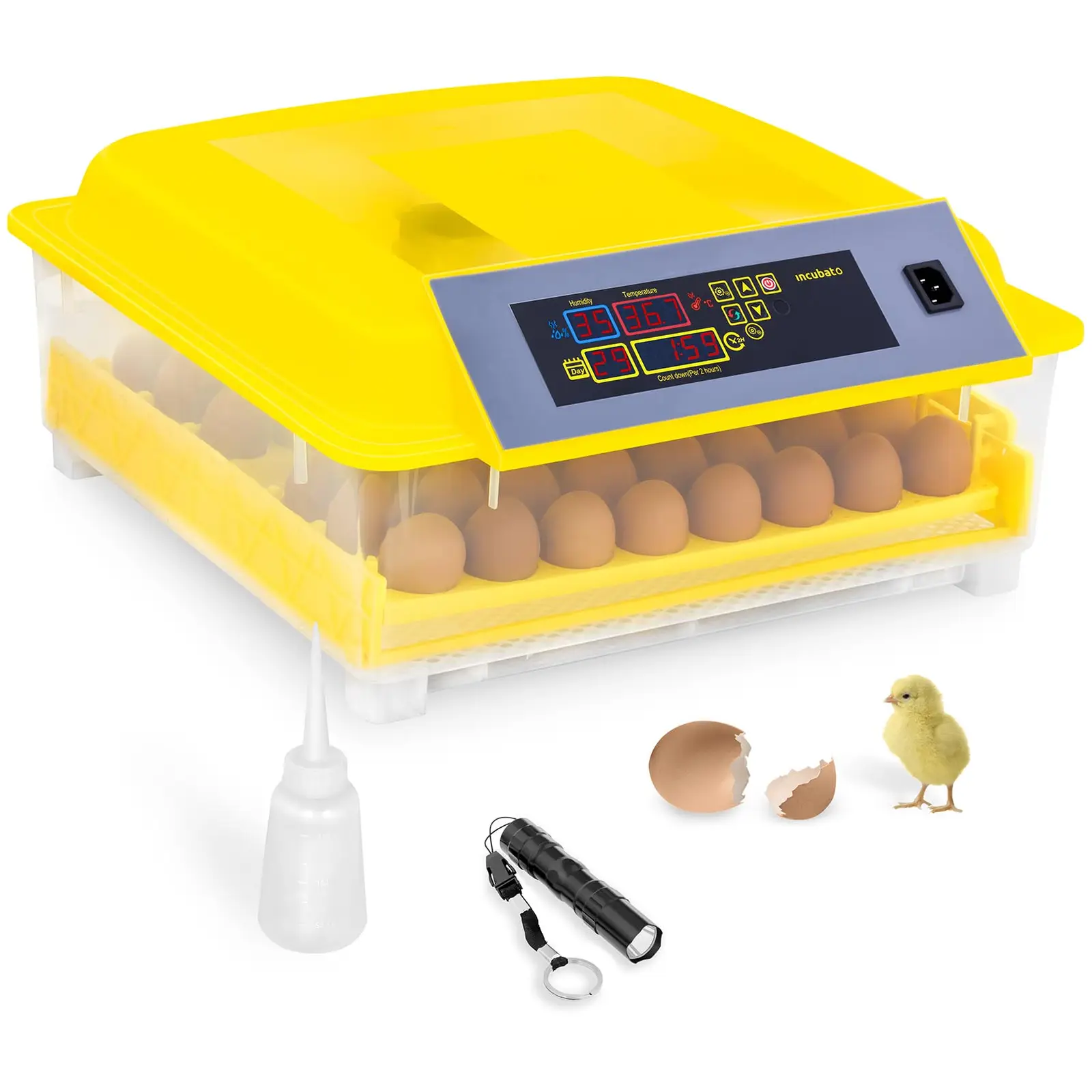 Brutapparat - 48 Eier - inklusive Schierlampe und Wasserspender - vollautomatisch
