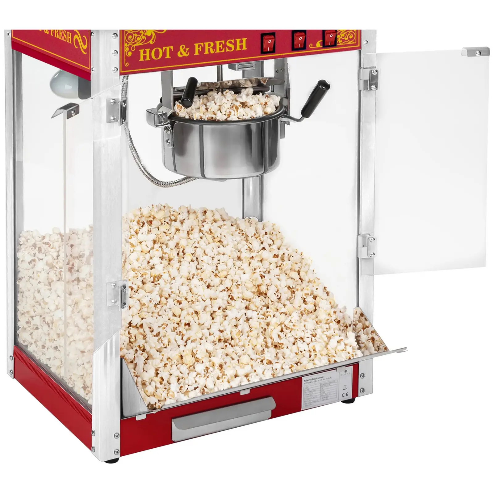 Popcornmaschine mit Wagen - Retro-Design - rot