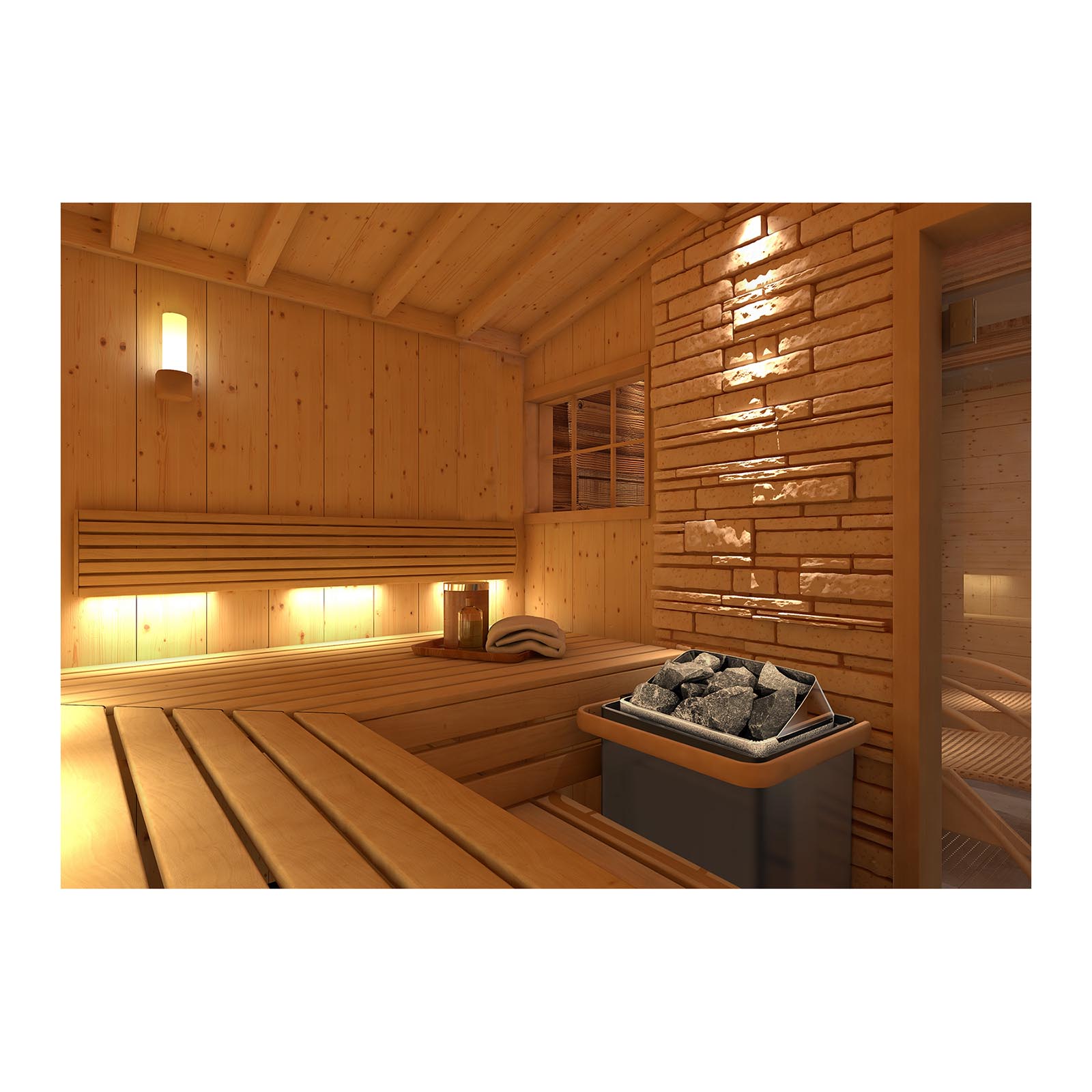Set Saunaofen mit Saunasteuerung - 9 kW - 30 bis 110 °C - LED-Display