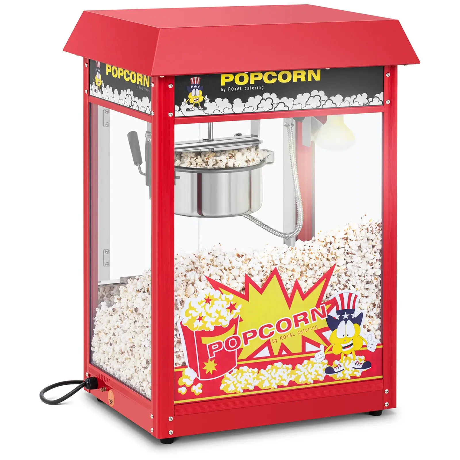 Kleine Popcornmaschine - 1600W Leistung, Edelstahl, gehärtetes Glas und Teflonmaterial