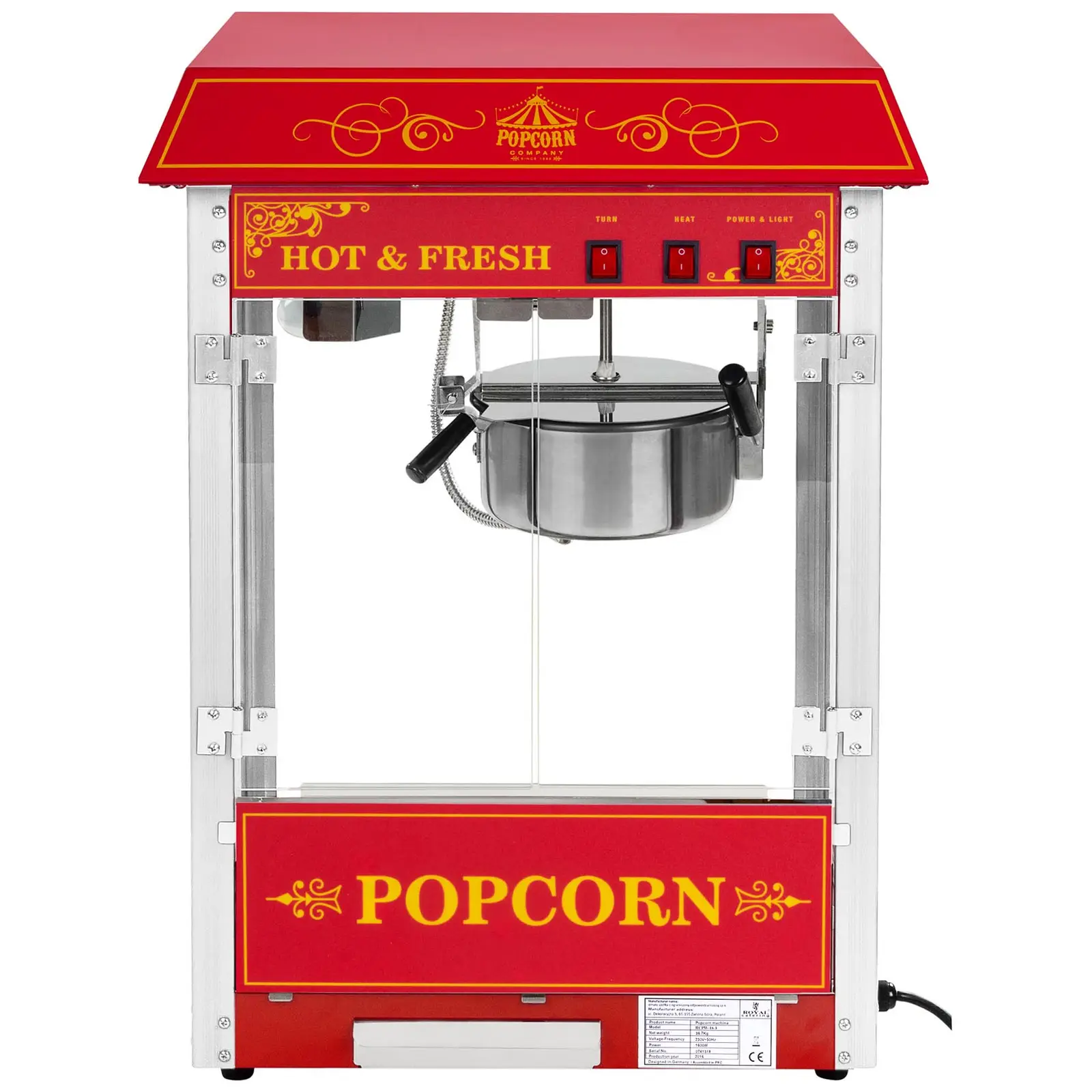 Popcornmaschine - Retro-Design - rot