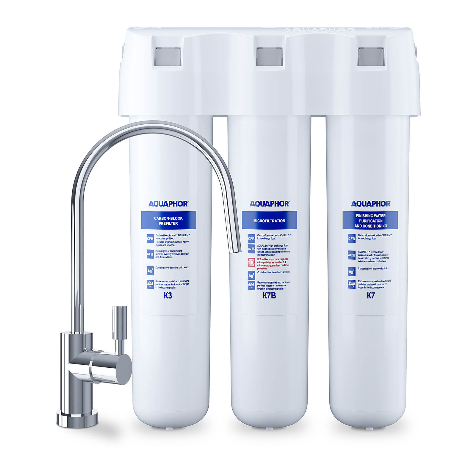 Aquaphor Aktivkohle-System - für Wasser - dreistufig - 2,5 l/min - inkl. Wasserhahn