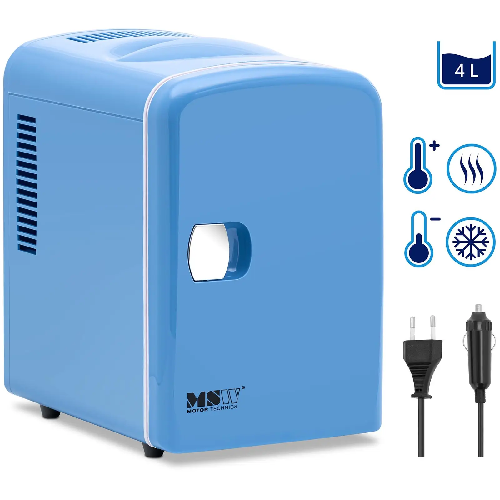 Mini-Kühlschrank 12 V / 230 V - 2-in-1-Gerät mit Warmhaltefunktion - 4 L - Blau