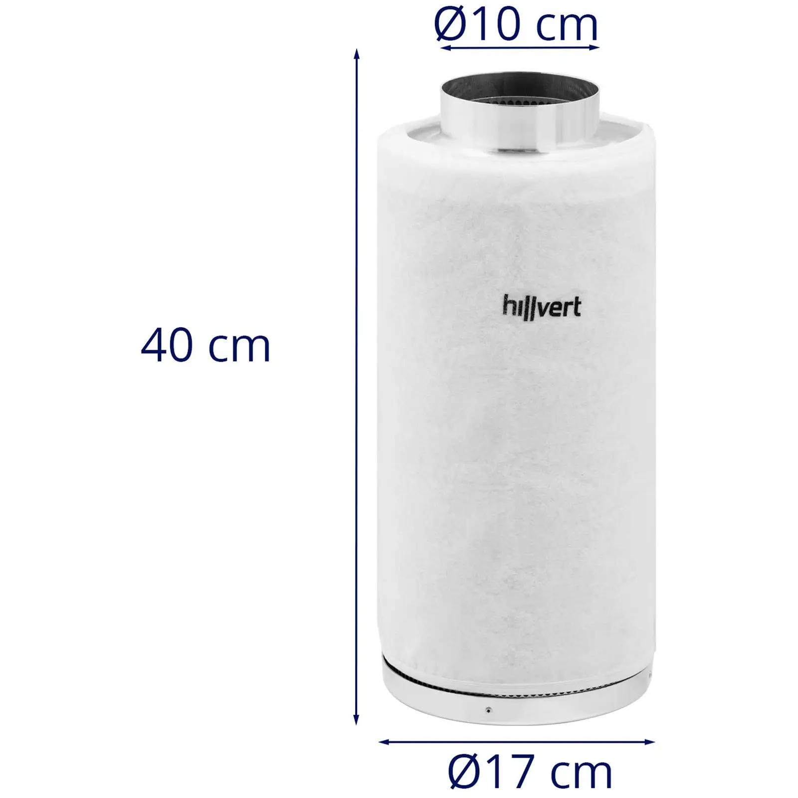 Aktivkohlefilter - Stahl - 102 mm - 40 cm - bis 85 °C