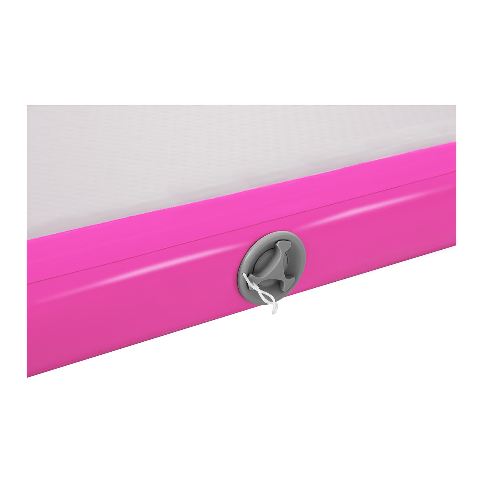Set Aufblasbare Turnmatte inklusive Luftpumpe - 300 x 100 x 10 cm - 150 kg - pink/grau